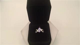 Purple Stone Lady's Silver & Stone Ring 925 Silver 3.04g Size:5